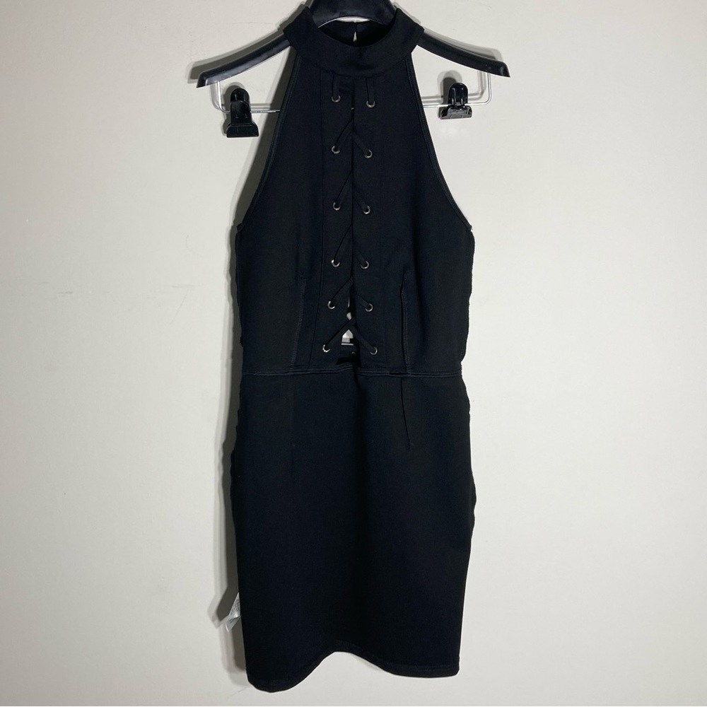 TOBI | Black Lace Up Halter Neck Dress - Picture 7 of 15